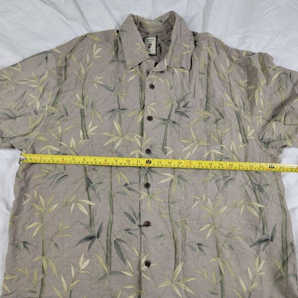 Jamaica Jaxx Mens 2XL XXL Brown Button Down Shirt Bamboo Print Short Sleeve - Picture 6 of 9